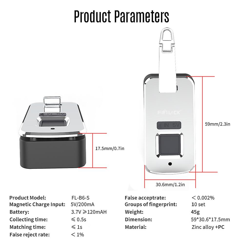 Portable Mini Smart Fingerprint Lock Smart Padlock For Suitcase Backpack Handbags No.281718