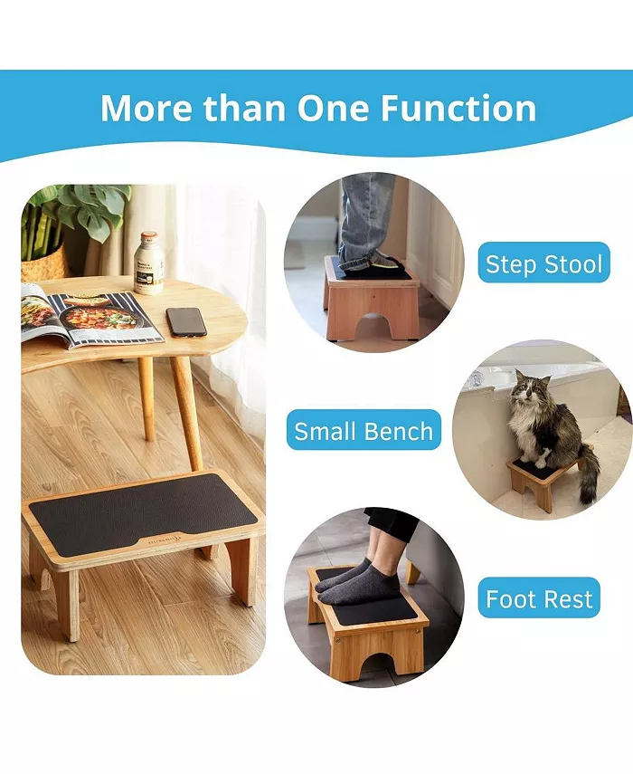 StrongTek Sturdy Wooden Portable One Step Stool Support Up To 300lb