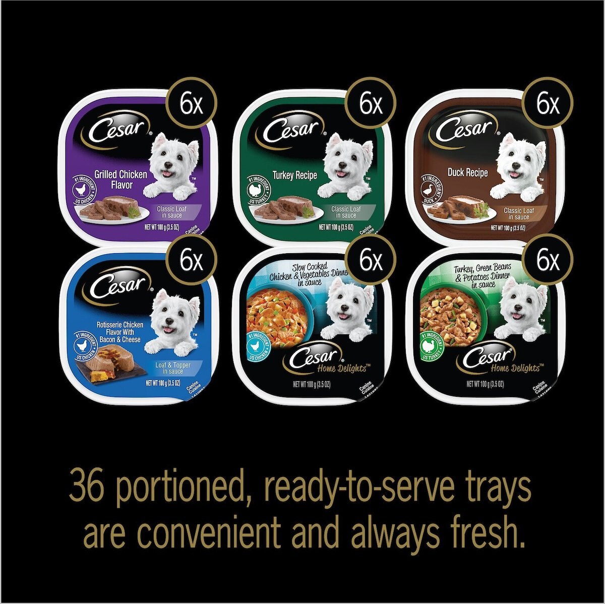 Cesar Poultry Lover's Variety Pack Wet Dog Food Dog Food Trays