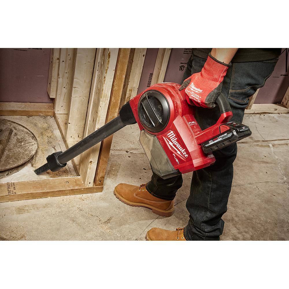 MW M18 FUEL 18-Volt Lithium-Ion Brushless .25 Gal. Cordless Jobsite Vacuum with 5.0 Ah Battery and Charger 0940-20-48-59-1850