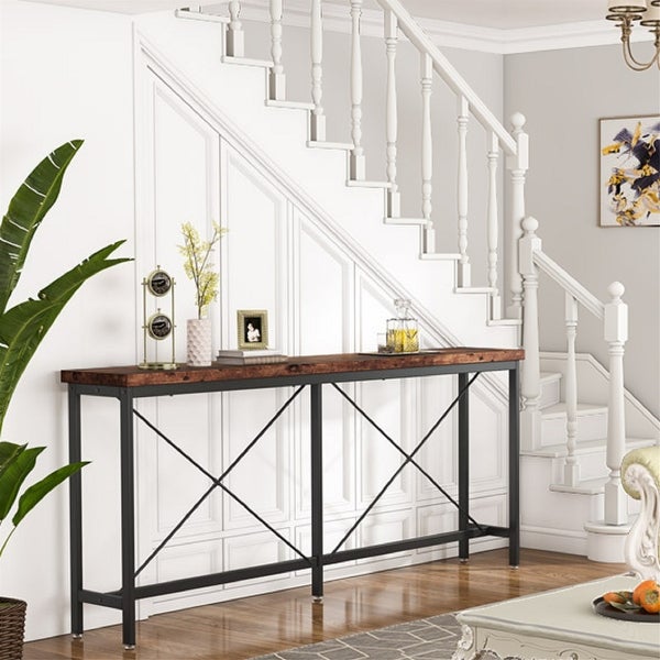 71Inches Extra Long Sofa Console Table， Industrial Narrow Entryway Table