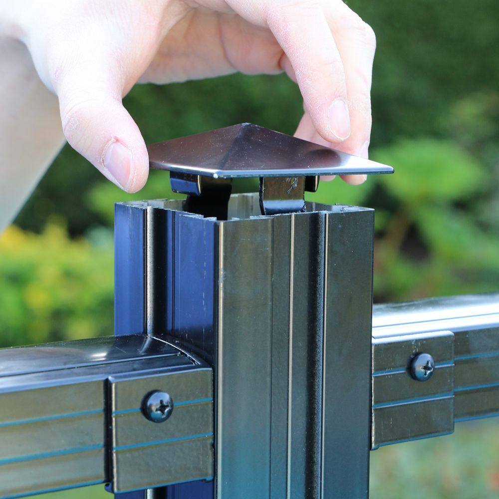 PEAK AquatinePLUS 2 in. 2.5 in. x 5 in. Black Aluminum Pool Fence Picket Angle Bracket Kit 57911