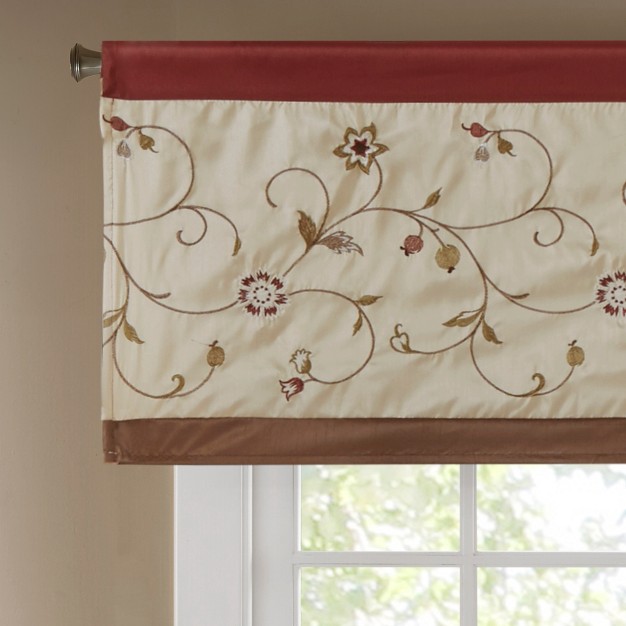 Monroe Embroidered Window Valance Red Madison Park