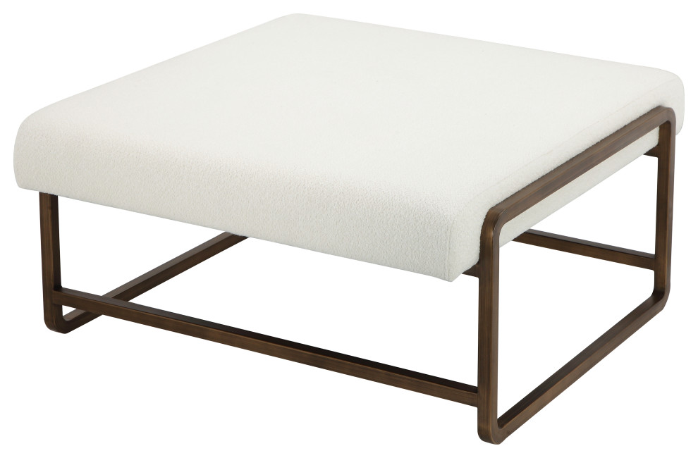 Cole Coffee Table  Brass With Ivory Boucle   Transitional   Coffee Tables   by American Home Classic Inc.  Houzz