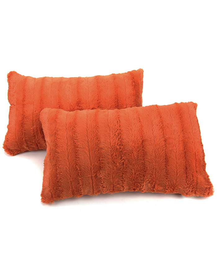 Cheer Collection Faux Fur Decorative Pillow Set of 2， 12