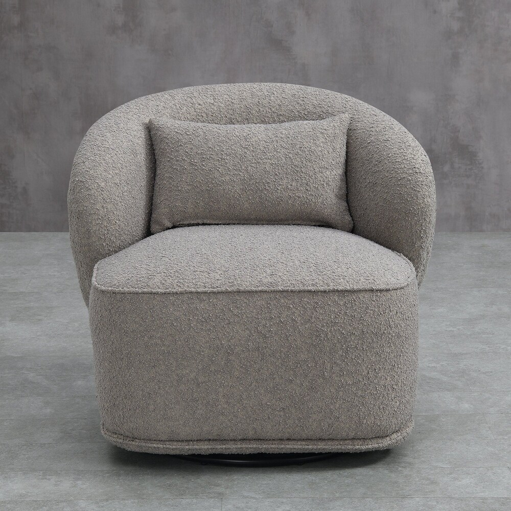 Boucle Upholstered Tufted Back Swivel Barrel Chair