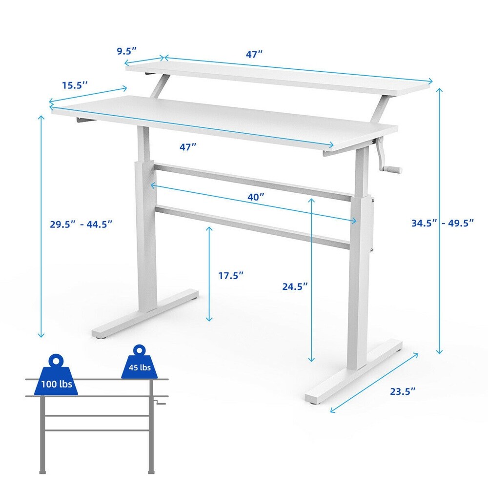 Gymax Standing Desk Crank Adjustable Sit to Stand Workstation with