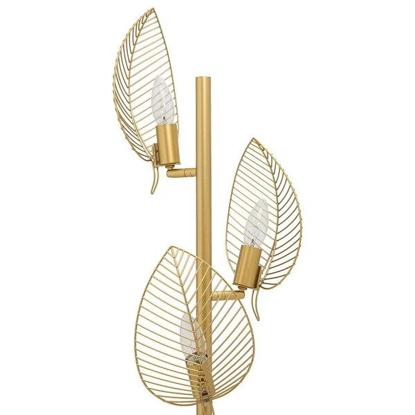 James River of Goods Gold Metal Three Leaf Shade 59.25-Inch Floor Lamp - 23