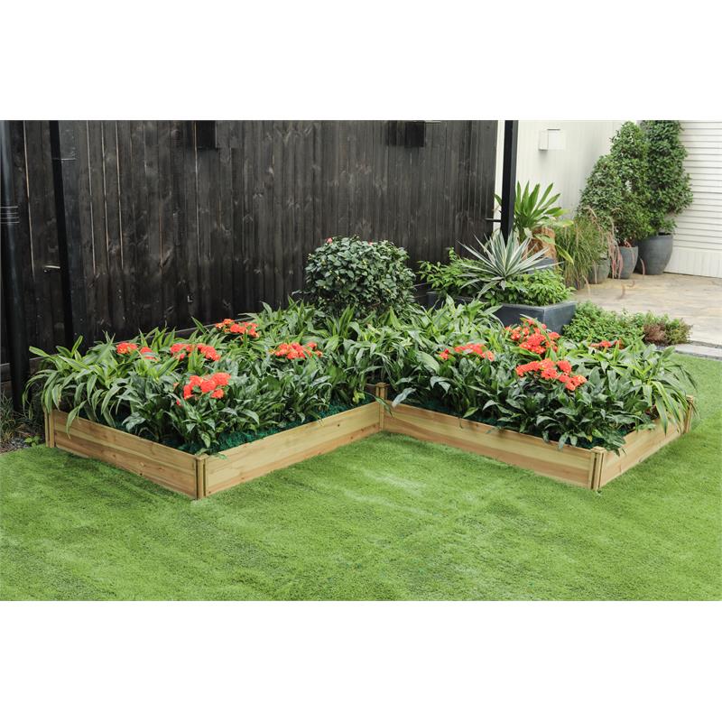 Winsome House WHPL1261 Three Section L-Shaped Raised Garden Bed Planter& Natural Wood