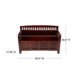 Linon Home Decor Cynthia Chinese Hardwood MDF Plywood Storage Bench in Walnut 83985WAL-01-KD-U