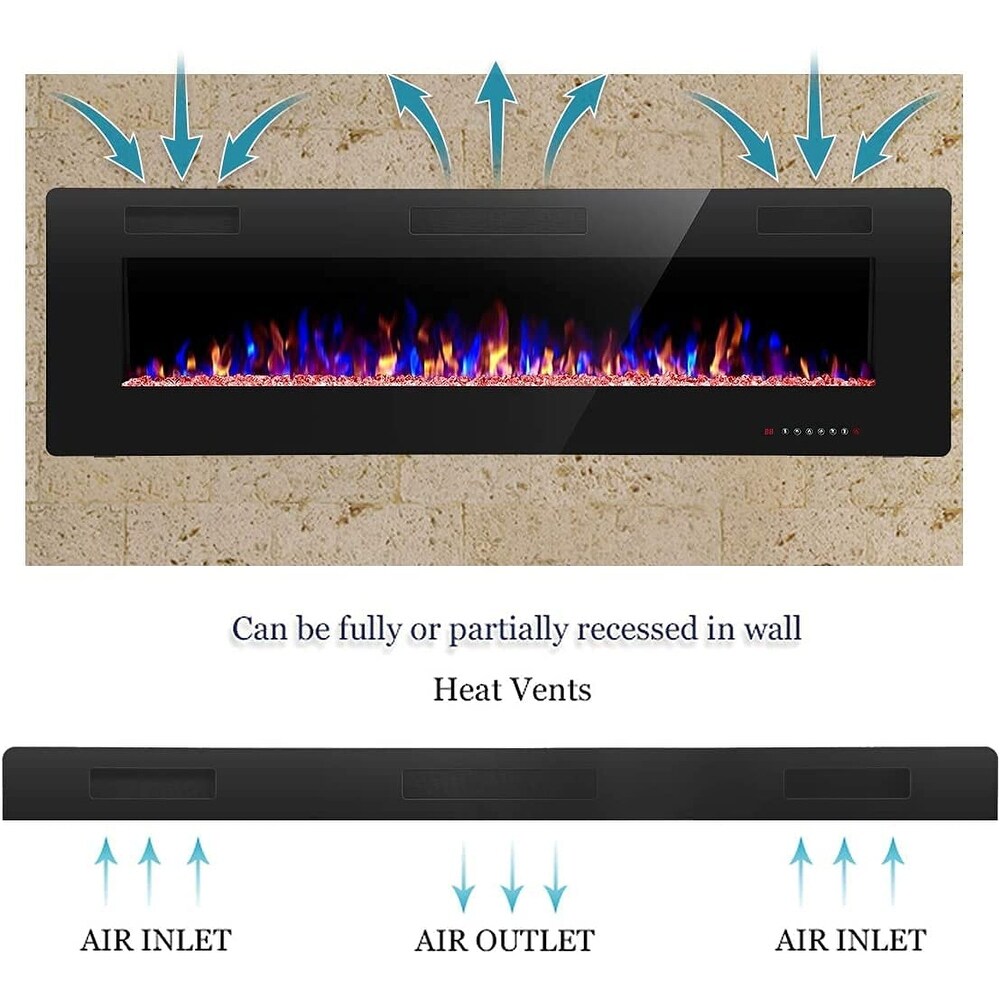 68 inch Recessed Wall Mounted Electric Fireplace