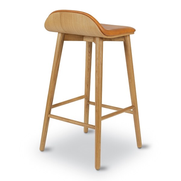 Poly and Bark Notello Leather Counter Stool - Solid Wood Frame