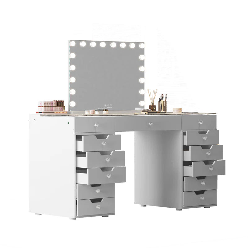 Eva Vanity Desk - 13 Storage Drawers   VNT-EVA-A01-WHT