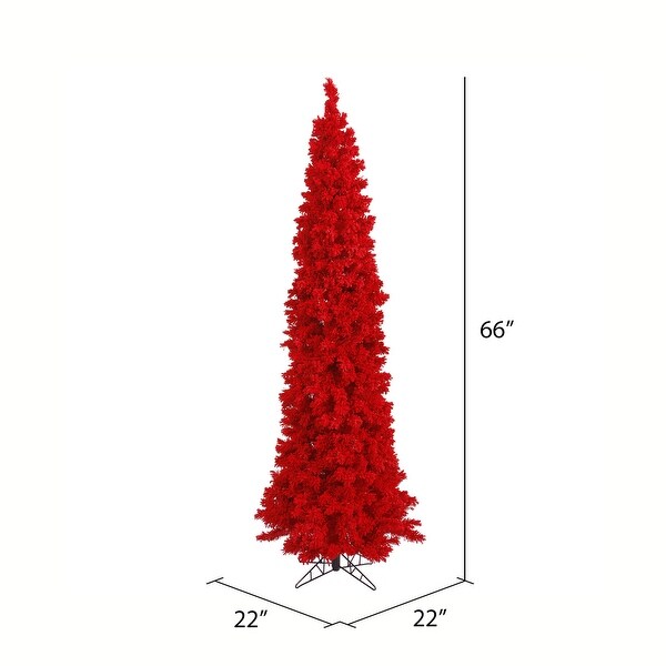 Vickerman 5.5' Flocked Red Pencil Fir Artificial Christmas Tree，Unlit