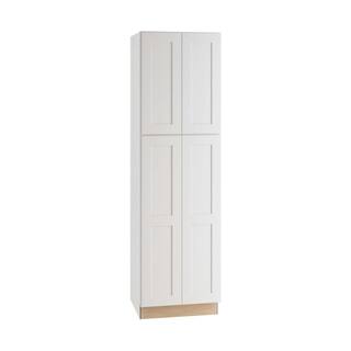 Home Decorators Collection Newport Assembled 24x84x24 in. Plywood Shaker Utility Kitchen Cabinet Soft Close in Painted Pacific White U242484-NPW