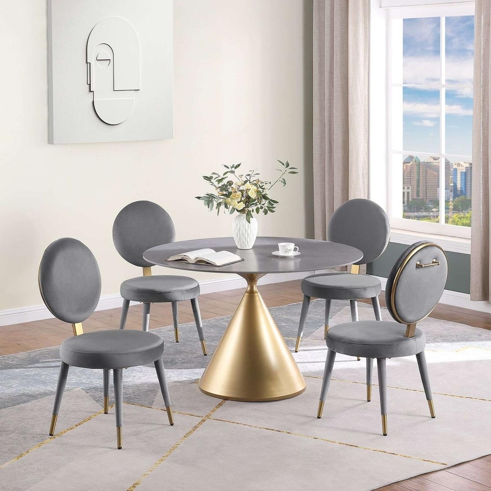 Morden Fort Modern Luxury 5  Piece Round Dining Table and Chair Set