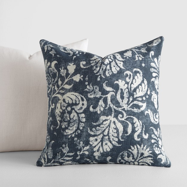 2 pack Cotton Slub Navy Distressed Floral Throw Pillows And Pillow Inserts Set Becky Cameron Distressed Floral Navy