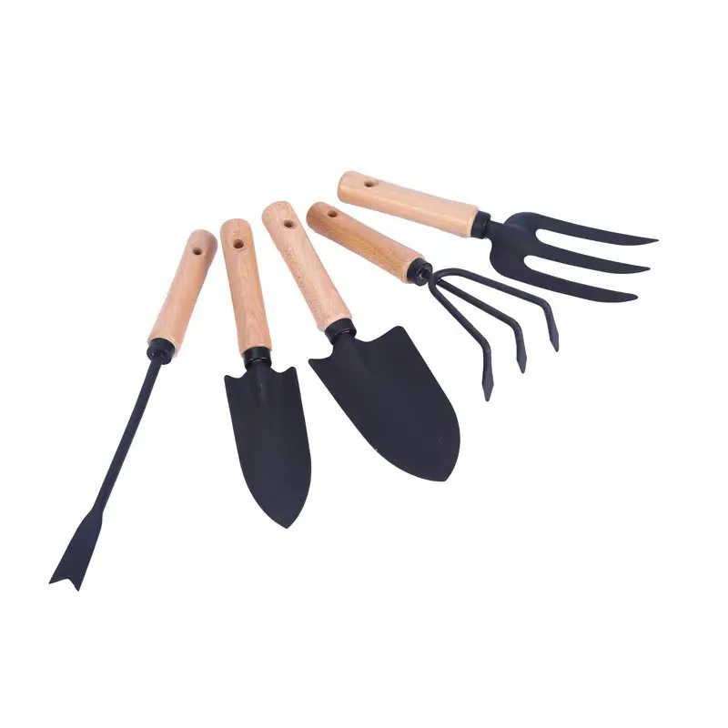 Hot Selling 5 Piece Wooden Floral Garden Hand Tools Set Kit Stainless Steel High Quality Shovel Tool Sets For Home Outdoor