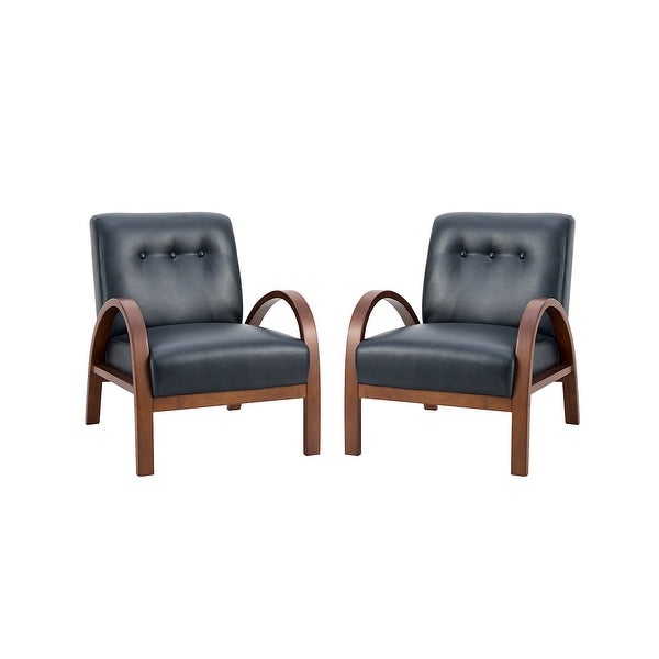 Panope Contemporary Leather Armchair with Button-tufted Back Set Of 2 by HULALA HOME