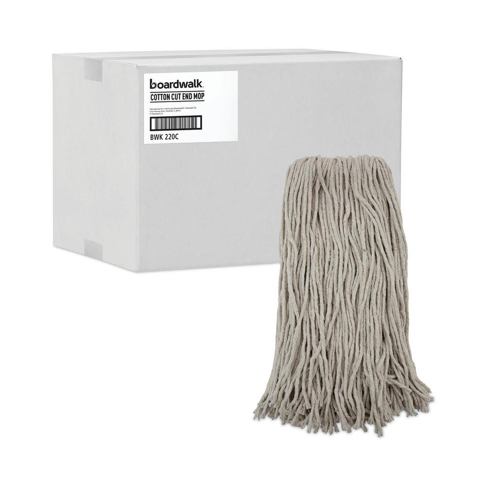 Boardwalk Cotton Premium Cut-End Wet String Mop Mop Head 20 oz. White (12-Carton) BWK220CCT