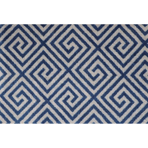 2 x27 x3 x27 Colorstar Greek Grid Door Mat Navy Blue Bungalow Flooring