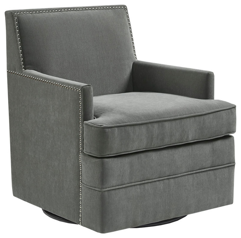 Madison Park Circa Track Armed Swivel Motion Lounge Chair  Grey   Transitional   Armchairs And Accent Chairs   by Olliix  Houzz