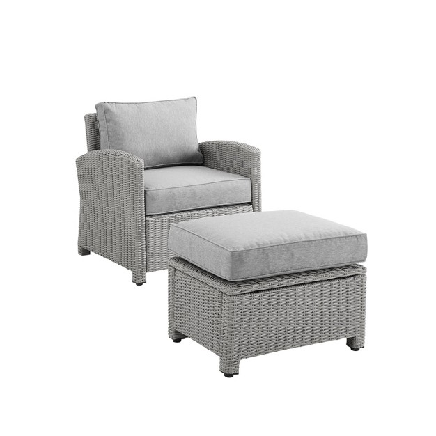 Bradenton 2pc Outdoor Wicker Arm Chair amp Ottoman Set Crosley