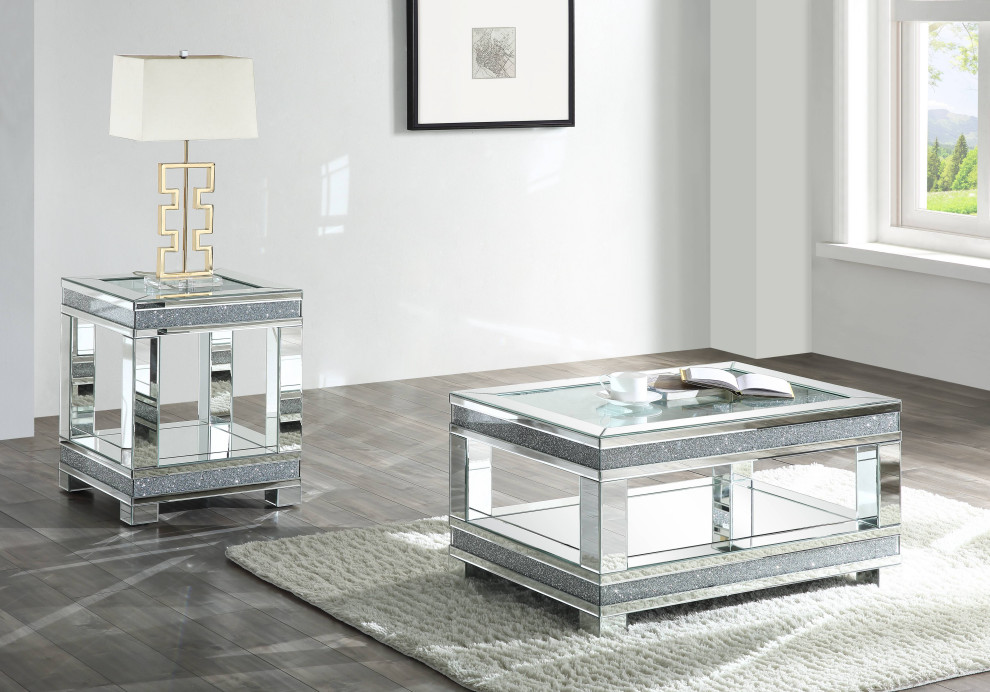 ACME Noralie End Table  Mirrored and Faux Diamonds   Contemporary   Side Tables And End Tables   by Acme Furniture  Houzz