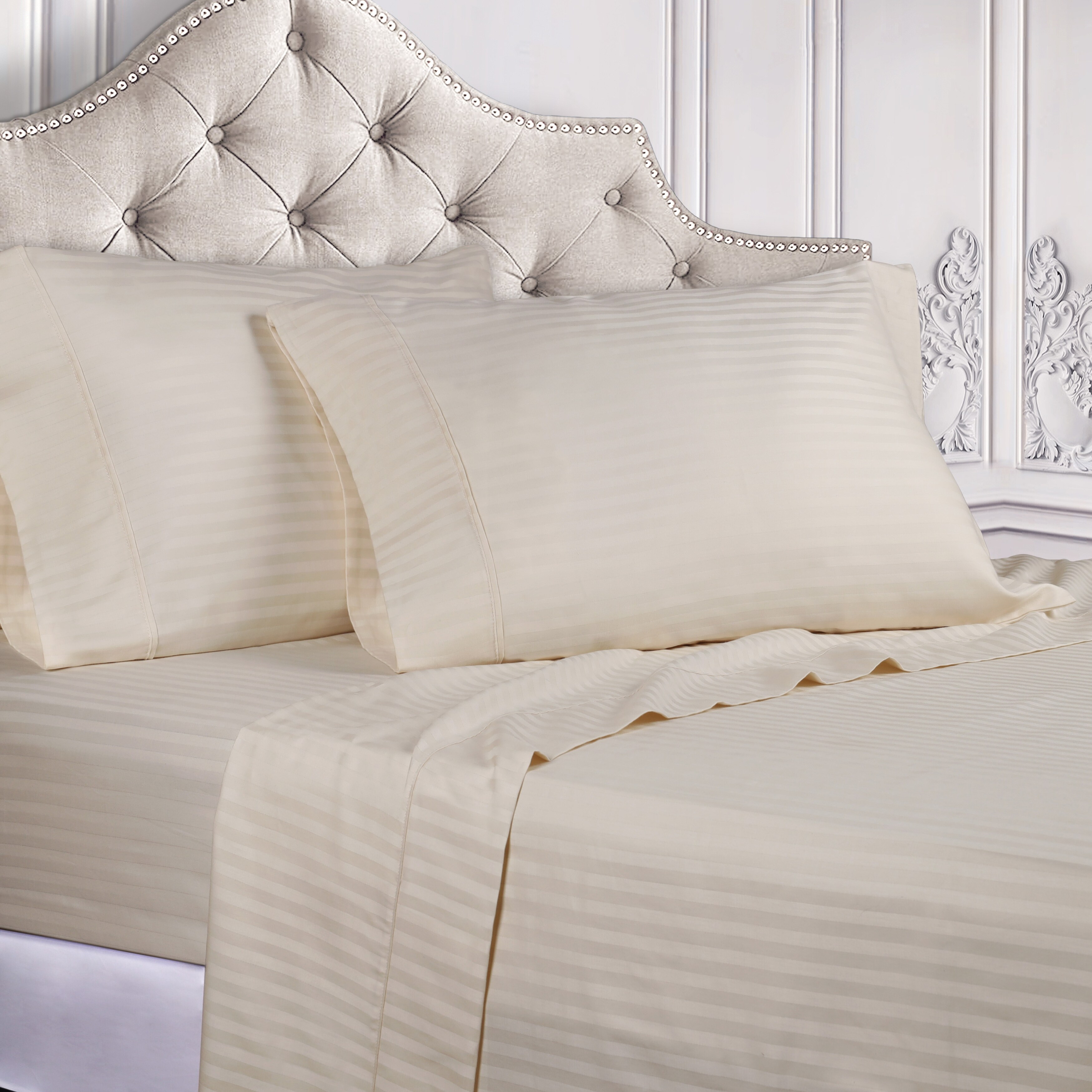 Superior Egyptian Cotton 300 Thread Count Stripe Deep Pocket Bed Sheet Set