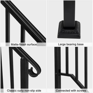 Winado Transitional Handrail Stair Railing Fits 3-Step Iron Rail Kit 891262135247