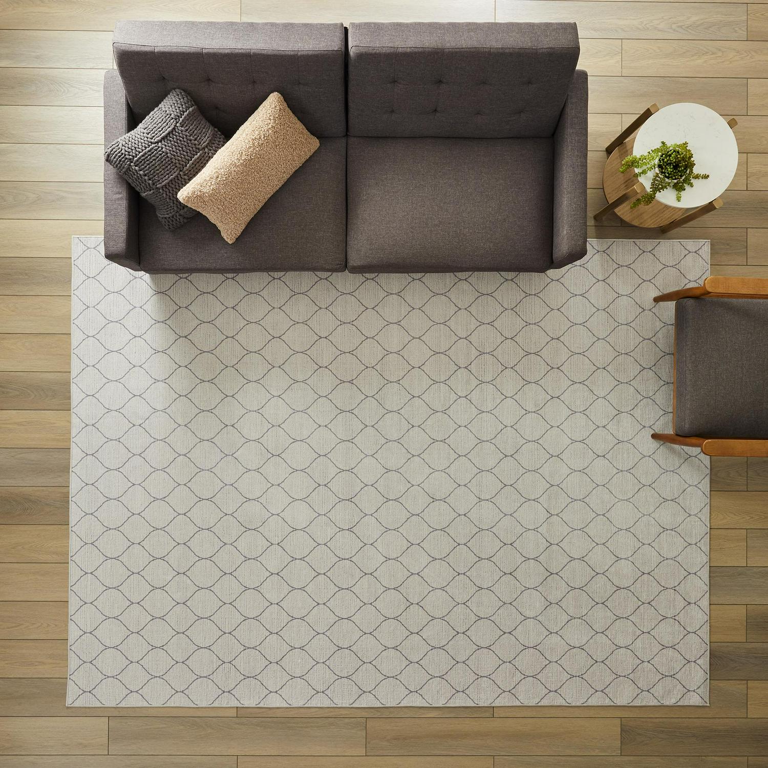 Better Homes and Gardens Geometric Machine Washable Area Rug， Ivory， 5x7and#8242;