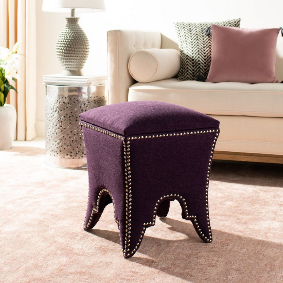 Rita Ottoman  Silver Nail Heads Plum   Contemporary   Footstools And Ottomans   by Rustic Home Furniture Deco  Houzz