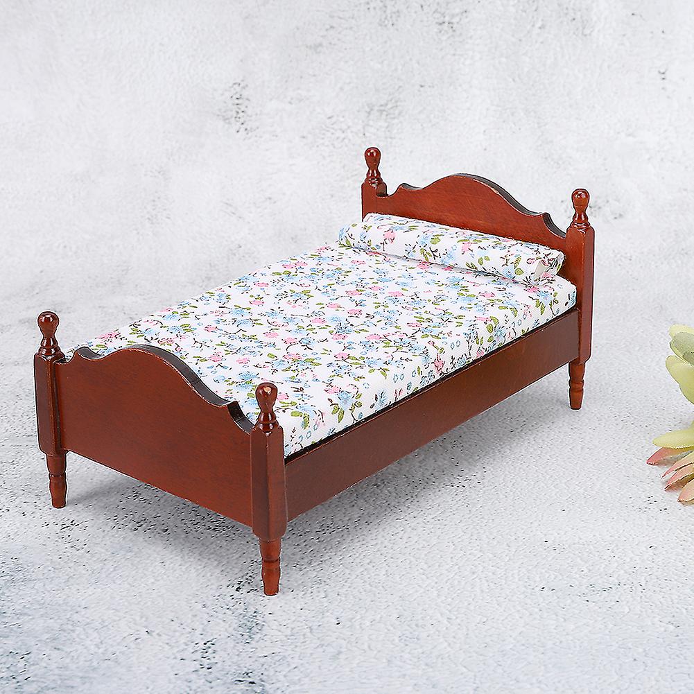 1:12 Dollhouse Miniature Simulated Wooden Printing Bed Model Redwood Color Mini Furnitureprinting Bed