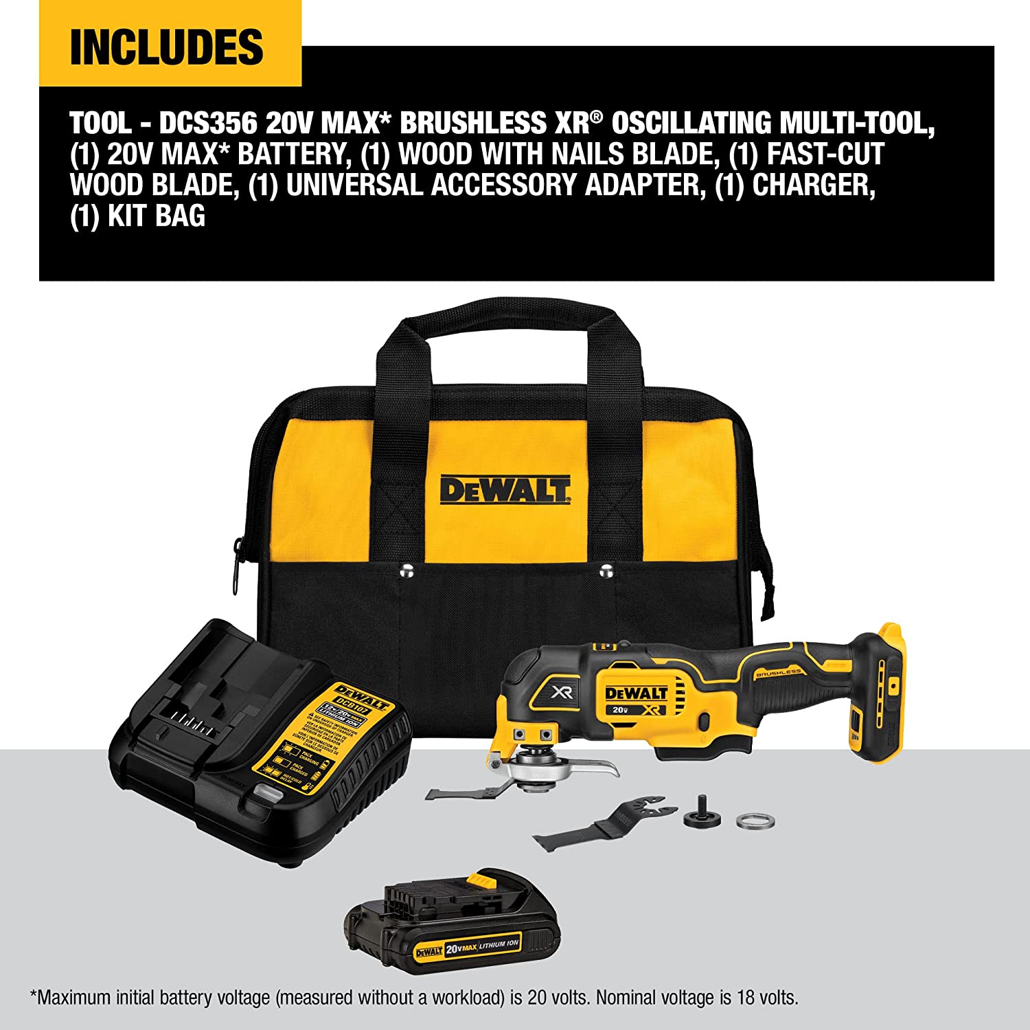 DEWALT 20V MAX* XR Oscillating Tool Kit， 3-Speed (DCS356C1)