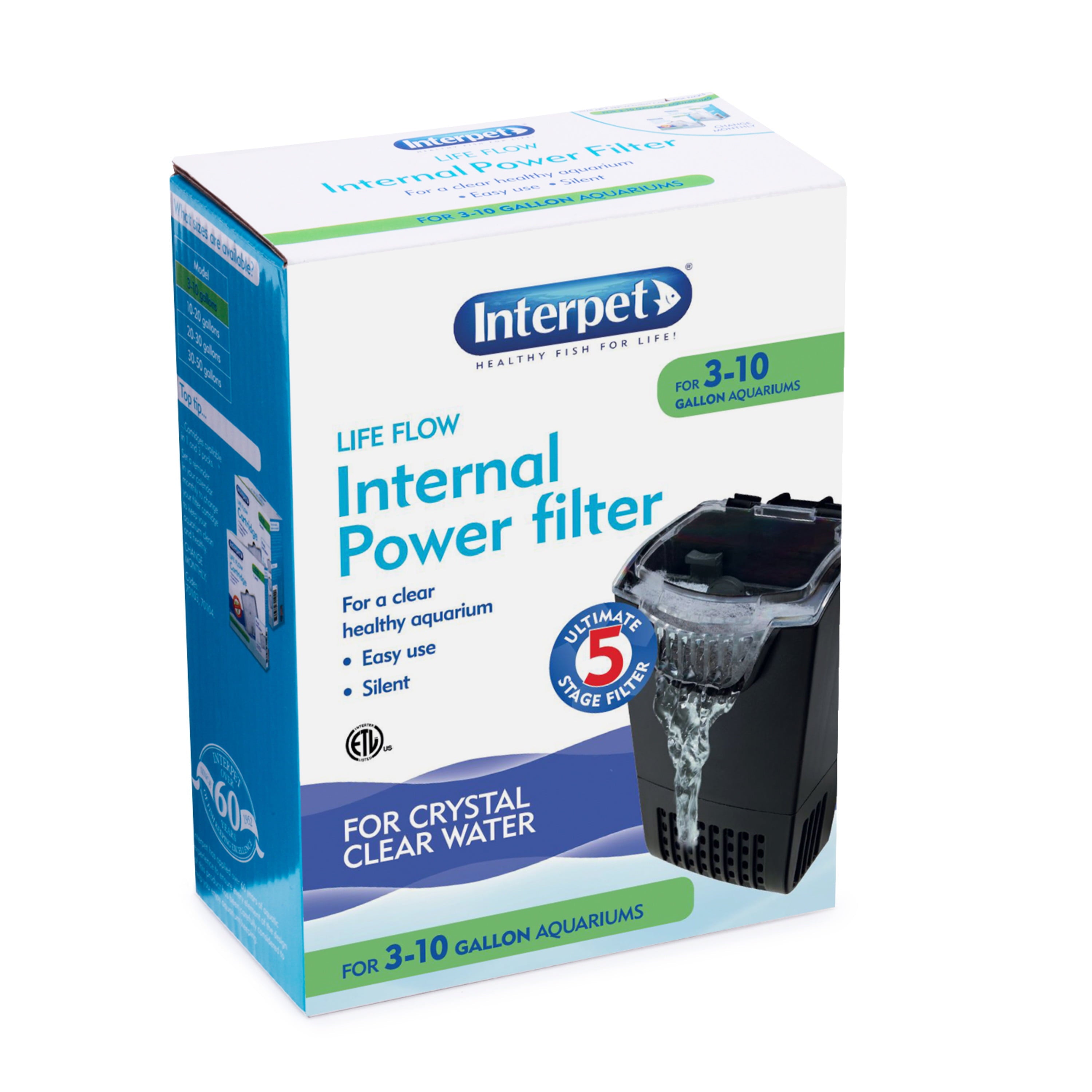 Interpet Life Flow Internal Power Filter for 3-10 Gallon Aquariums