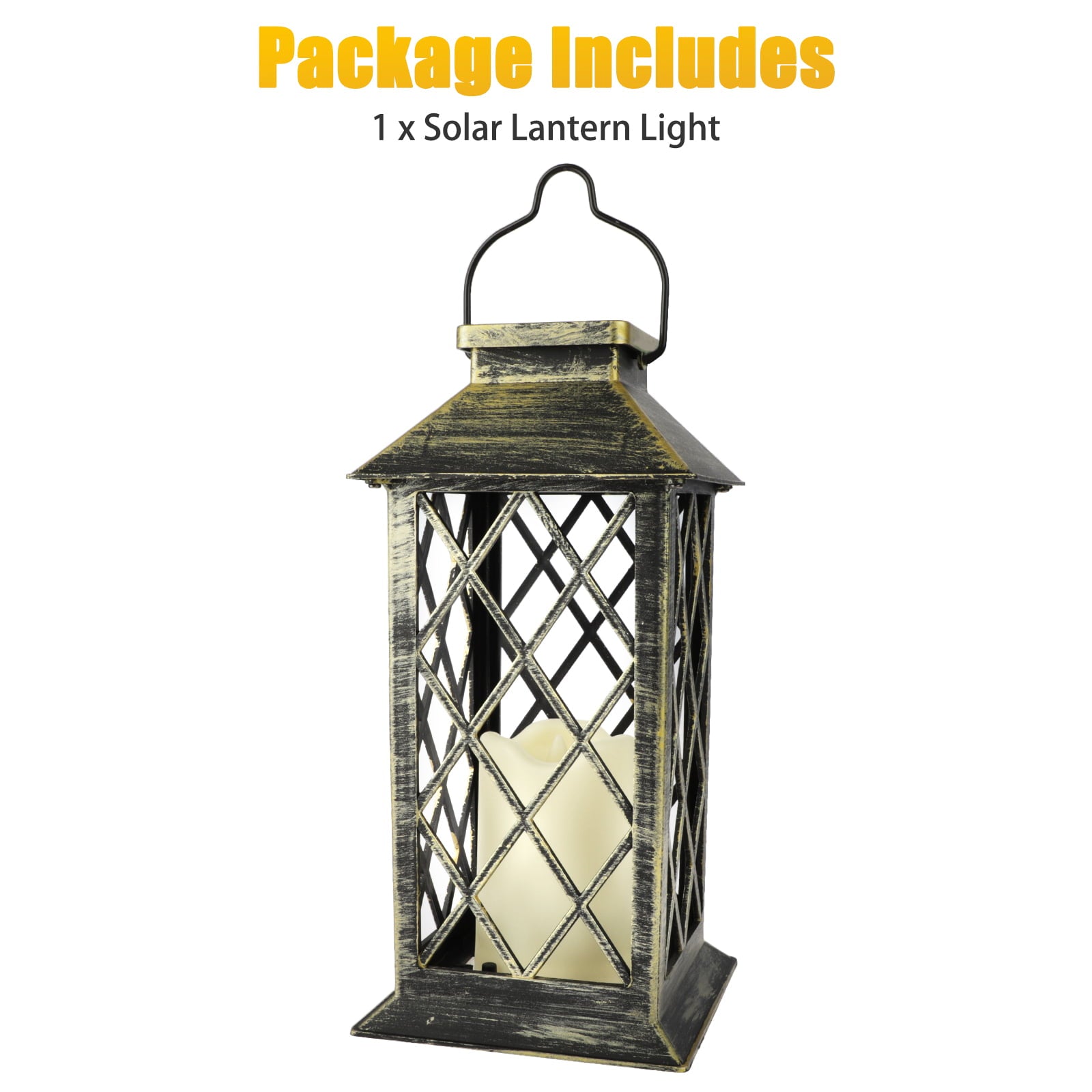 Solar Hanging Lantern Outdoor， TSV LED Flickering Flameless Candle Mission Lights， Waterproof Decorative Lanterns for Garden Patio Table Pathway