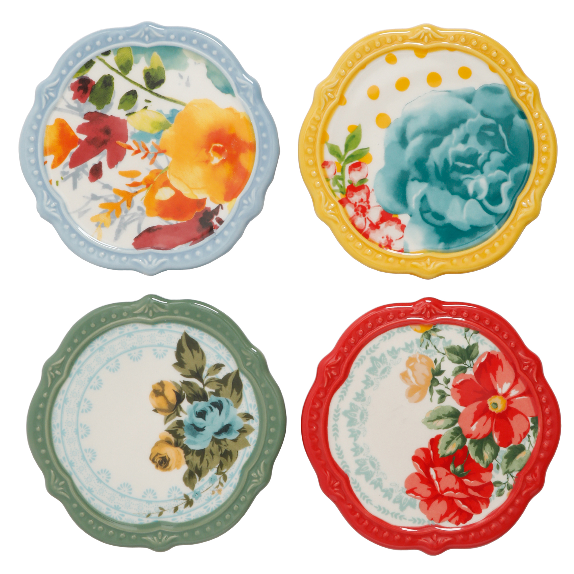 The Pioneer Woman Flea Market Stoneware Coasters， Set of 4