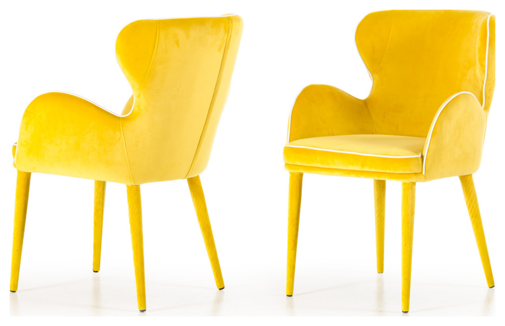 33 quotYellow Fabric And Metal Dining Chair   Midcentury   Dining Chairs   by BuyDBest  Houzz