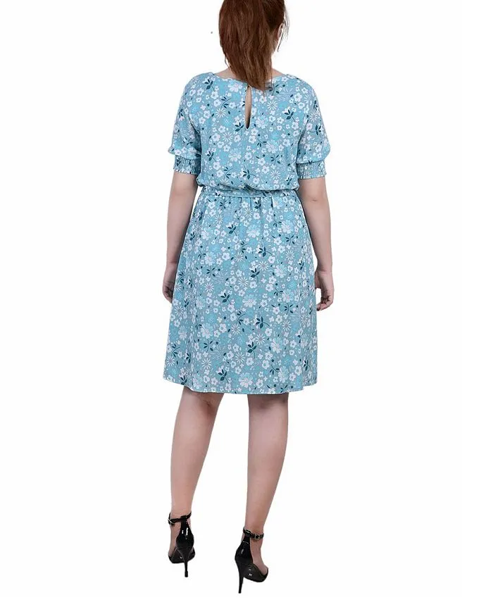 Petite Size Short Sleeve Pebble Crepe Dress