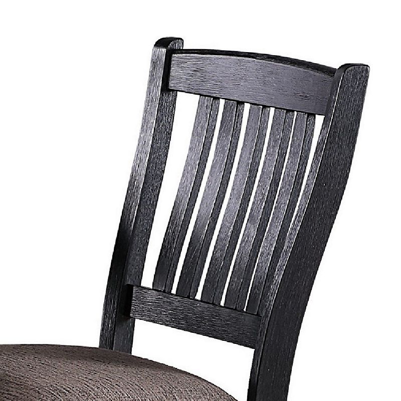 Chair with High Slatted Back Design， Set of 2， Dark Brown