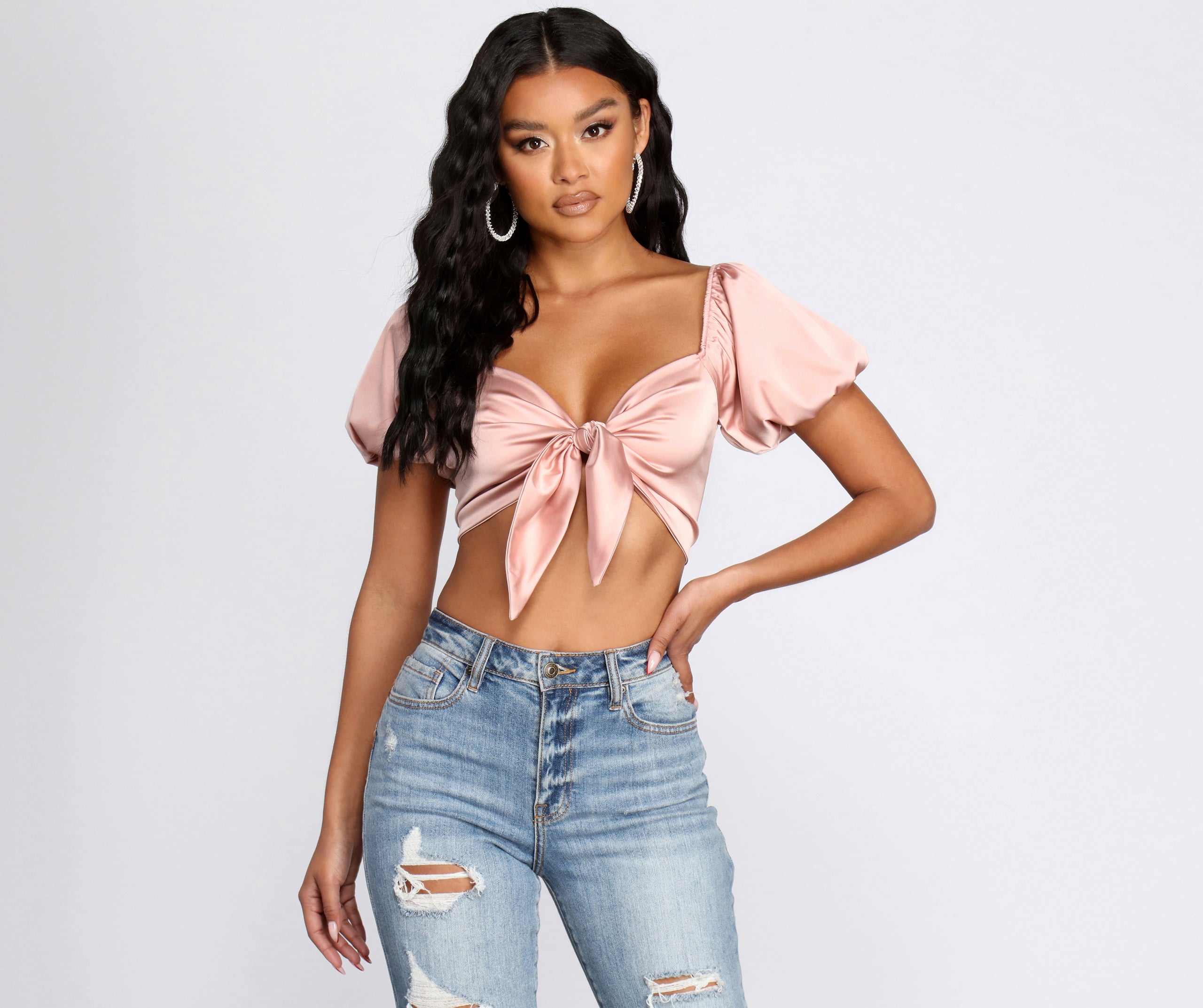 Feelin' Sassy Satin Crop Top