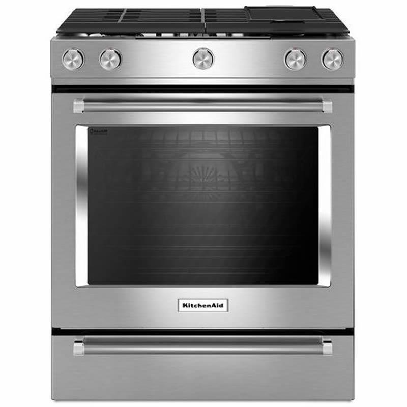 KitchenAid 30-inch Slide-In Dual-Fuel Range YKSDB900ESS