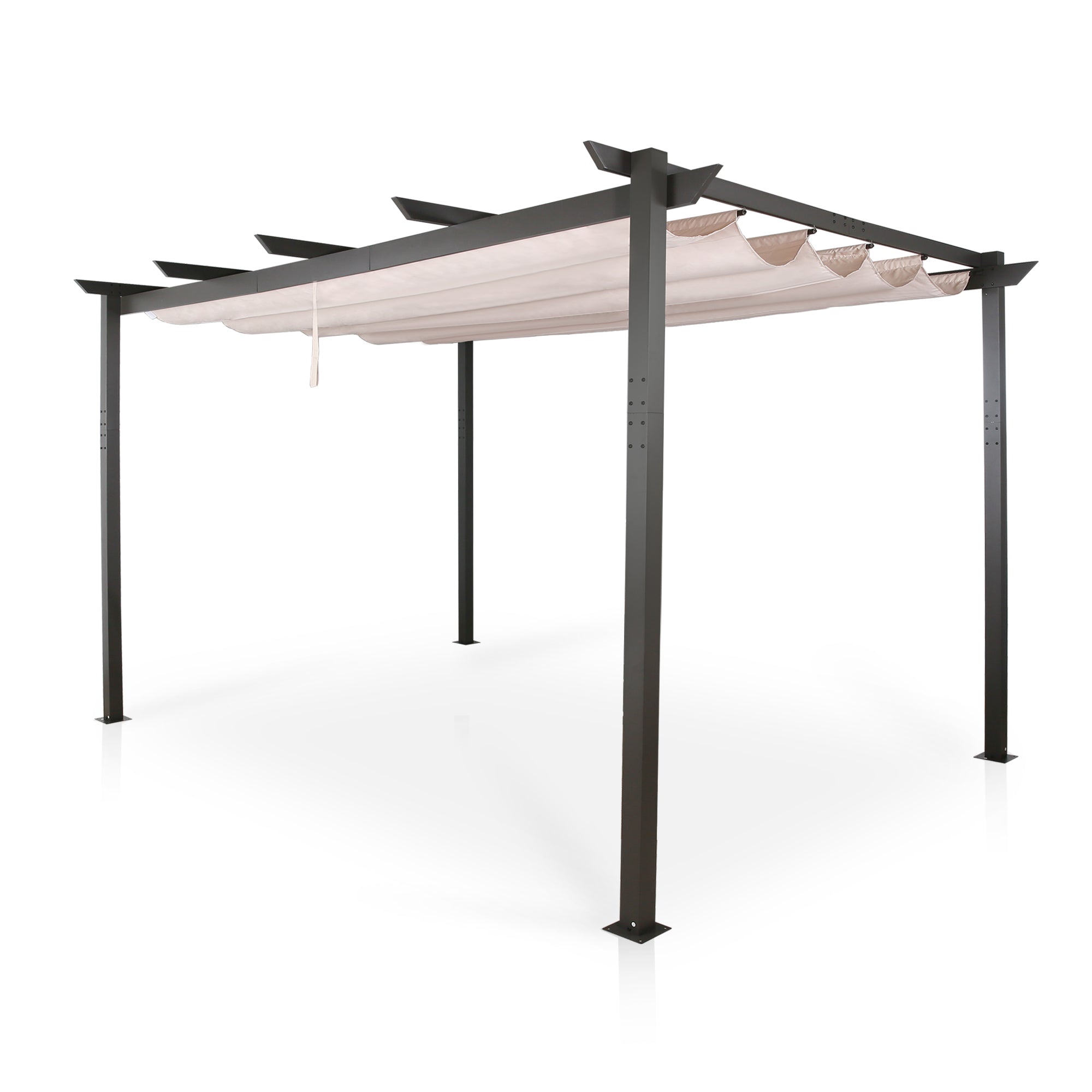 Ulax Furniture 10'x 13' Outdoor Aluminum Pergola with Retractable Canopy, Beige