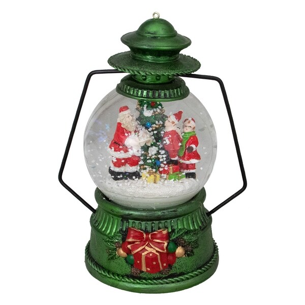 8 Santa Claus and Kids By Christmas Tree Lantern Snow Globe