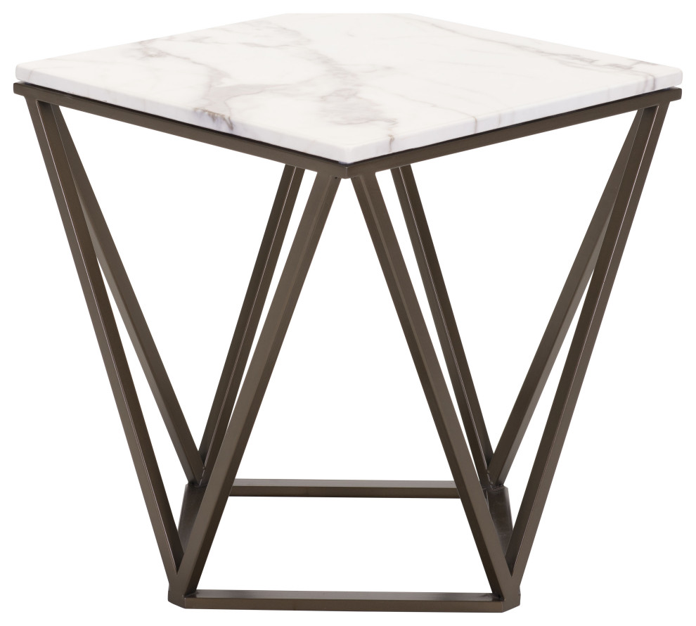 Tintern End Table White  ampAntique Brass   Transitional   Side Tables And End Tables   by Buildcom  Houzz