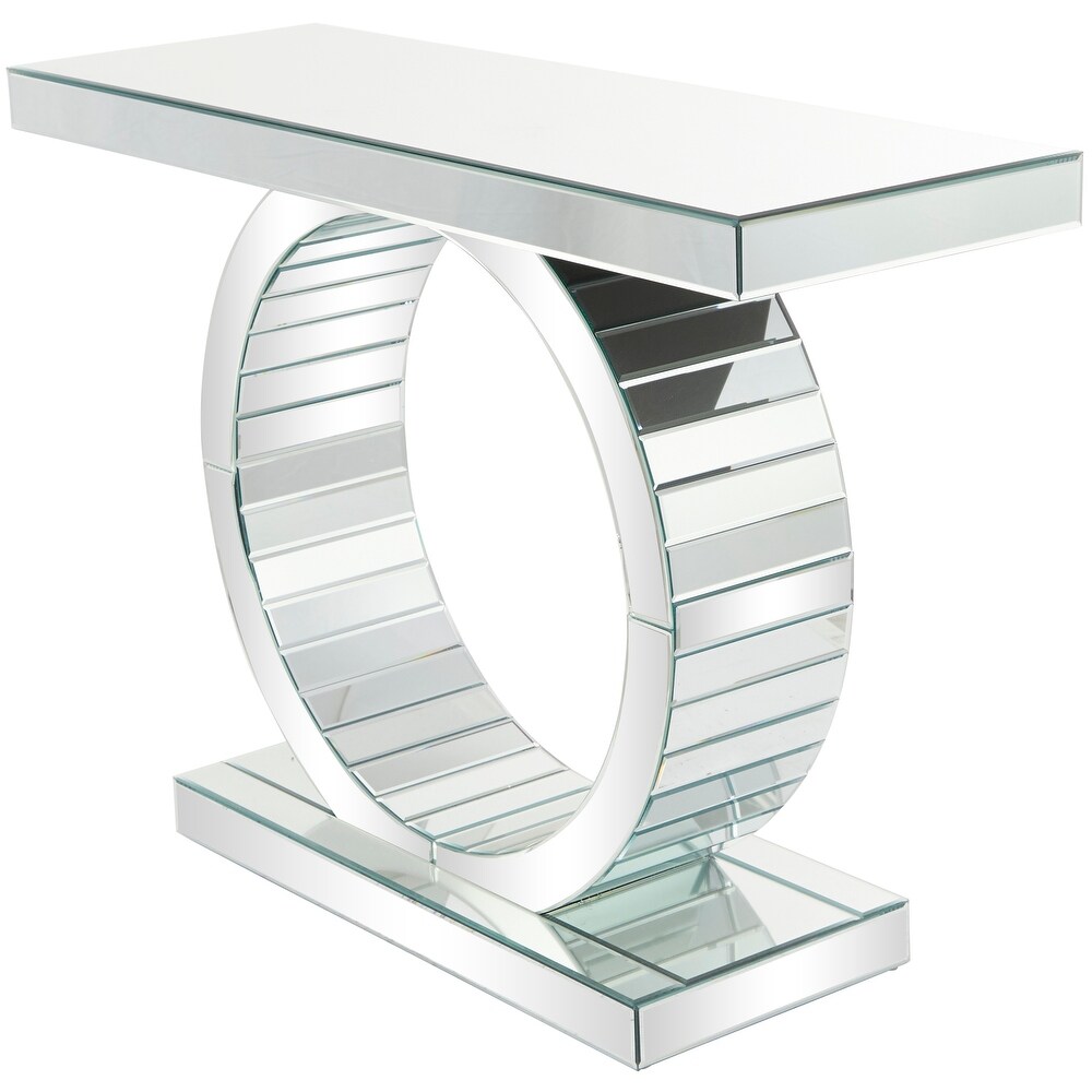 Silver Glass Mirrored Console Table