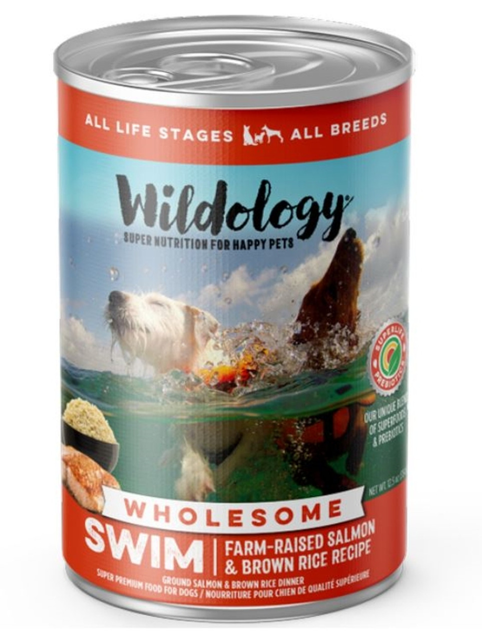 Wildology SWIM Farm-Raised Salmon and Brown Rice Can Food