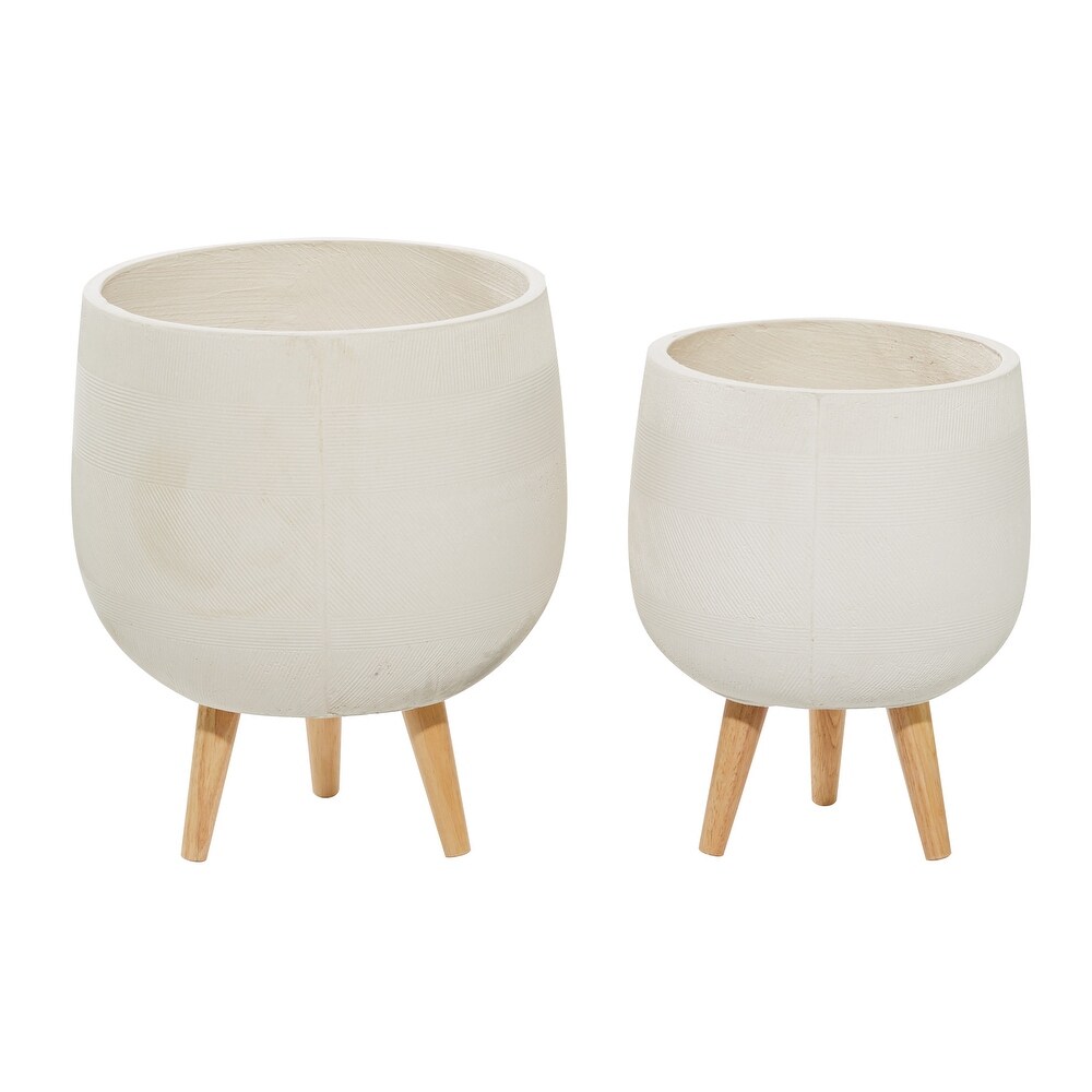 Ceramic Contemporary Planter (Set of 2)   12 x 12 x 15Round