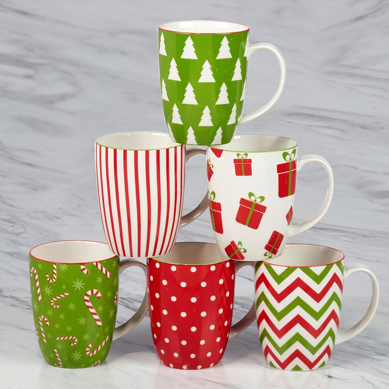 Certified International Set of 6 Holiday Fun Mugs