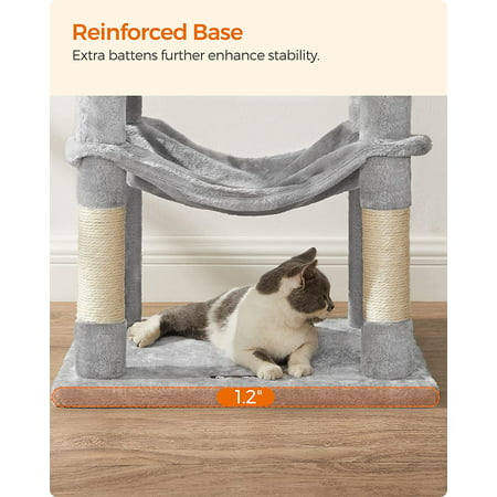 Feandrea Cat Tree Cat Tower Cat Condo with Scratching Posts Hammock  Cat Activity Center Light Gray